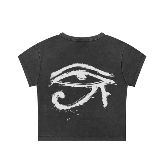 Free From All Evil Washed Crop Top with Eye of Horus