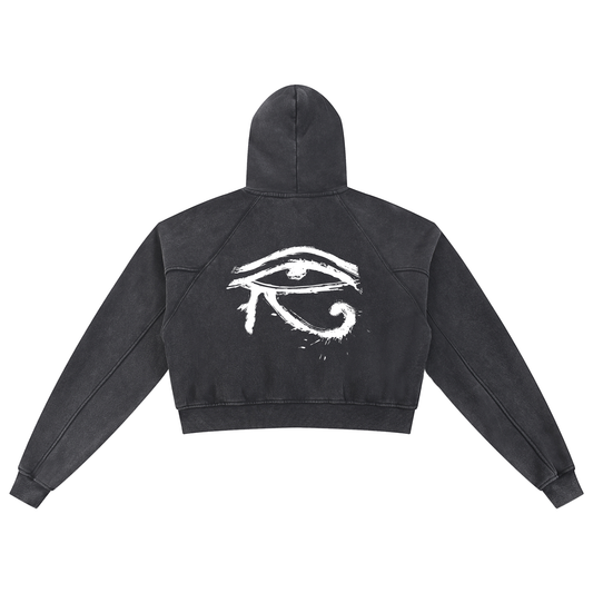 Free From All Evil Snow Washed Cropped Hoodie