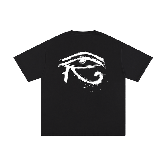 Third Journey black t-shirt displaying a white Eye of Horus graphic on the back with spiritual symbolism