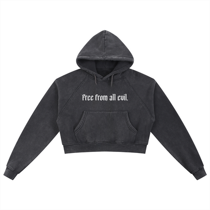 Free From All Evil Snow Washed Cropped Hoodie
