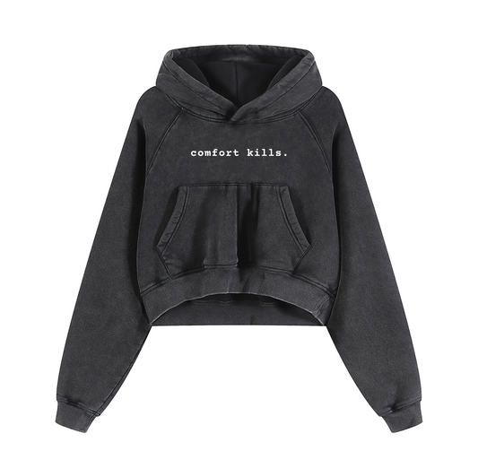 Comfort Kills Washed Cropped Hoodie