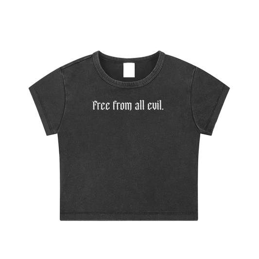 Free From All Evil Washed Crop Top with Eye of Horus