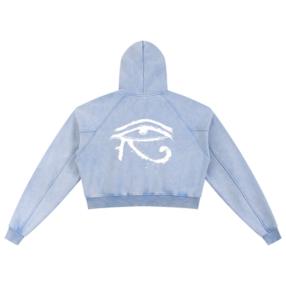 Free From All Evil Snow Washed Cropped Hoodie