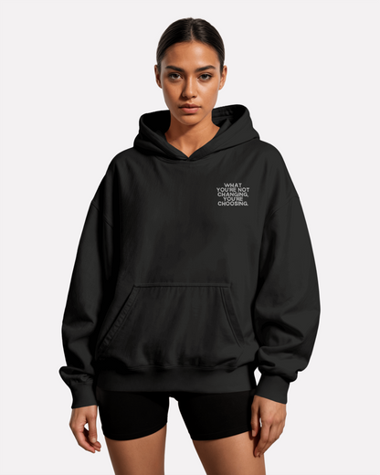 female model wearing hoodie,oversized hoodie,what your not changing,motivational clothing,third journey,graphic hoodie,fleece hoodie,oversize hoodie,spiritual gangster,spiritual clothing