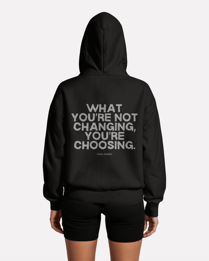 female model wearing hoodie,oversized hoodie,what your not changing,motivational clothing,third journey,graphic hoodie,fleece hoodie,oversize hoodie,spiritual gangster,spiritual clothing